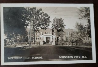 Vintage Usa Photo Postcard Illinois Township High School Johnston City