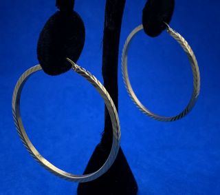 6.  8 Grams Estate Big 14k Solid Gold Vintage Diamond Cut Hoop Earrings 3