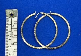 6.  8 Grams Estate Big 14k Solid Gold Vintage Diamond Cut Hoop Earrings 5