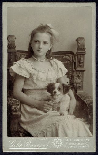 Cdv Photo Girl With Dog Konigsberg (6694)