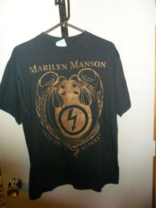 Vintage Marilyn Manson Antichrist Superstar T - Shirt Black With Gold Glitter