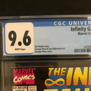 CGC 9.  6 Infinity Gauntlet KEY Thanos eliminates 1/2 the world ' s pop 2