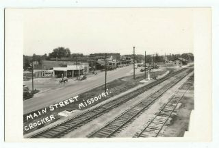 Crocker,  Mo Missouri Old Rppc Postcard,  Main Street,  Railroad Depot,  Coca - Cola