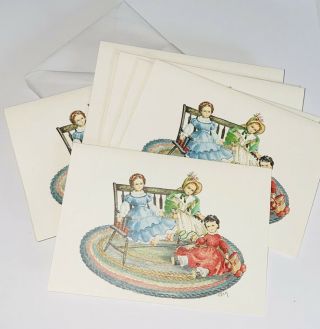 Vtg Antique Dolls Signed Ellen Red Farm Studio Pawtucket Ri Set Blank Note Cards