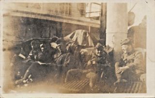 Soldiers On U.  S.  S.  Antigone - Troop Transport To France - Ww1 Real Photo Postcard