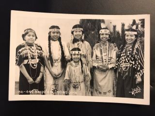 Native American Indian Nespelem Tribe Girls Rppc Vintage Old Real Photo Postcard