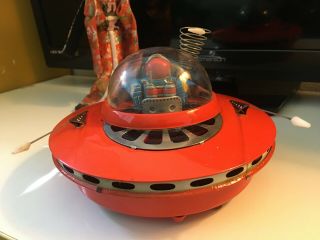 Rare KO.  YOSHIYA Flying Saucer UFO Tin Toy From 1956 Japan Cragstan Vintage 3