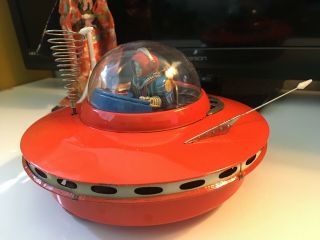 Rare KO.  YOSHIYA Flying Saucer UFO Tin Toy From 1956 Japan Cragstan Vintage 4
