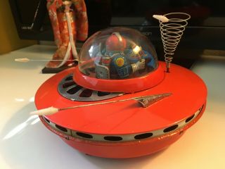 Rare KO.  YOSHIYA Flying Saucer UFO Tin Toy From 1956 Japan Cragstan Vintage 5