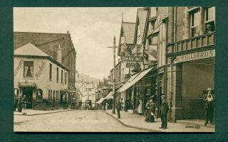Pontypridd,  High St With Shops & Billard Hall,  Vintage Postcard