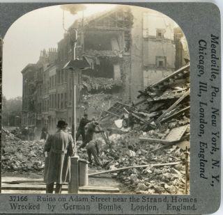 Rare Ww1 London Bombing,  Homes Wrecked By German Bombs - - Keystone Stereoview Kl17