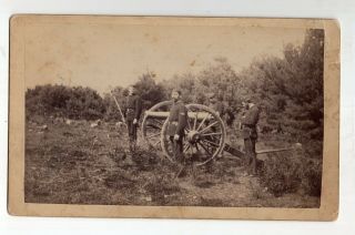 Vintage Cabinet Card Soldiers With Canon