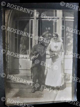 Ww1 A Red Cross Nurse In France With A Wounded French Soldier - Photo 12 By 9cm