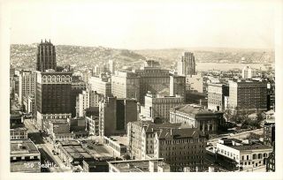 Vintage Rppc Postcard Downtown Seattle Wa Johnston Photo 750 Unposted
