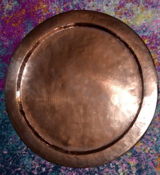 Ex Large Round Hand Made Copper Serving Tray Or Wall Decoration 23”