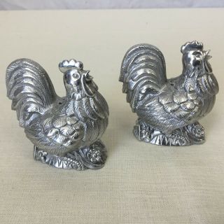 Lenox Rooster Salt And Pepper Shakers Alloy 3 " High Orchard In Bloom