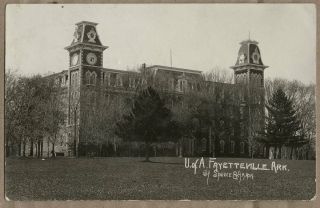 1908 Rppc Old Main University Of Arkansas Fayetteville Speece & Aaron Real Photo