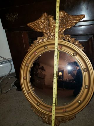 Vintage Antique 17.  5 " Federal Eagle Bullseye Convex Round Gold Gilt Wood Mirror