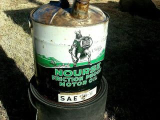 Vintage Rare Advertising Nourse Viking Motor Oil Old 5 Gallon Gas Tin Can 2