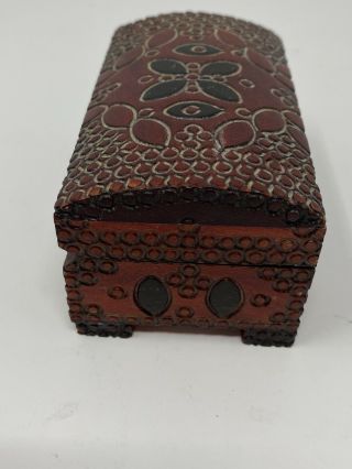 Vintage Handcrafted Wooden Trinket Box Made in Poland Red Black 3