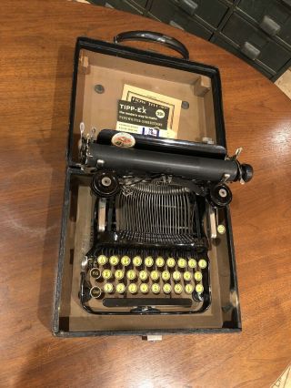 Vtg Antique Corona 3 Standard Portable Folding Typewriter W/Case paperwork 20s 2