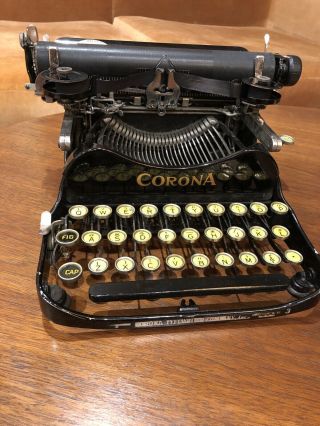 Vtg Antique Corona 3 Standard Portable Folding Typewriter W/Case paperwork 20s 4