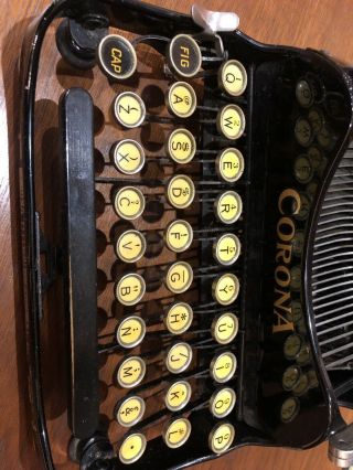 Vtg Antique Corona 3 Standard Portable Folding Typewriter W/Case paperwork 20s 5