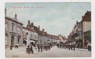 Old Card High Street Market Day Thrapston 1915 Northampton Kettering Lowick