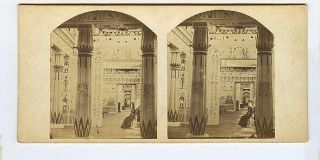 Mid - 1850s Stereoview Of The Egyptian Court At The Crystal Palace