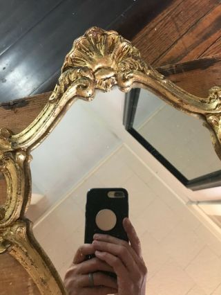 Antique Florentine Gold Gilt Wood Italian Hollywood Regency Baroque Wall Mirror 3