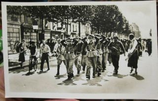 1945 Liberation Of Paris Ww2 Real Photo Postcard - German Prisoners