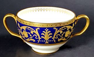 Minton China Cobalt And Gold Enameled Bullion Cream Soup Cup Bowl G9986