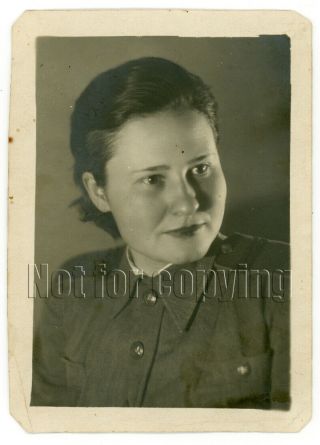 1944 Ww2 Soviet Military Pretty Woman Red Army Rkka Russian Vintage Photo