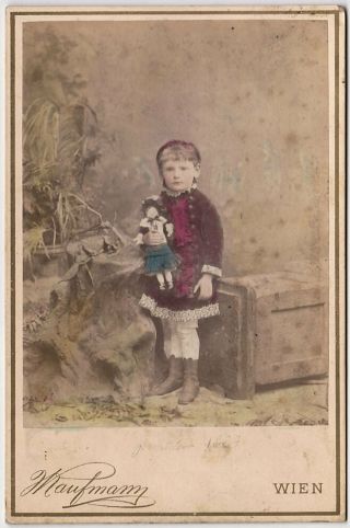 Vintage 1880s Hand - Colored Cc Girl With Doll