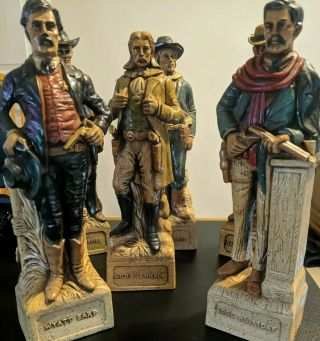 Vintage Mccormick Decanters,  Set Of 6: Billy The Kid,  Jesse James,  Wyatt Earp.