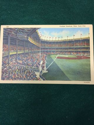 Vintage Baseball Yankee Stadium Postcard York Yankees Linen Curteich