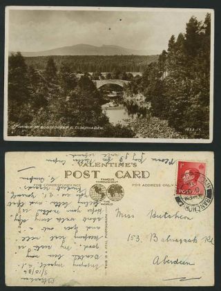 Clochnaben & Bridge Of Bogindreep 1936 Old Rp Postcard