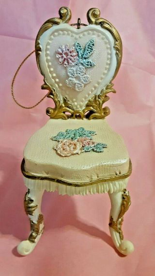 Vintage 4 " Victorian Style Porcelain Miniature Chair Or Ornament 1998 1 Of 4