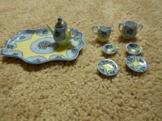 Vintage Porcelain Miniature Tea Set Limoges 9 Pc 