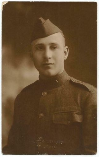 Ww1 World War 1 Era U.  S.  Army Soldier Azo Rppc Real Photo Postcard C.  1918