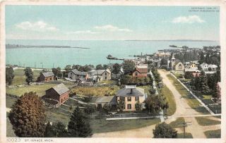 St Ignace Mi 1907 - 10 Panoramic View Of Town Vintage Michigan Small Town Gem,  594