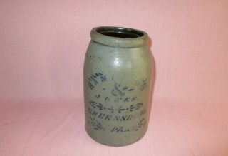 Antique 19th C Stoneware Stenciled Hamilton & Jones Greensboro Pa Jar Crock