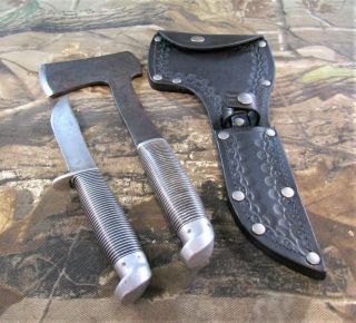 Vintage Western Boulder Colo Usa Black Beauty Hatchet & F66 Knife Set W/sheath