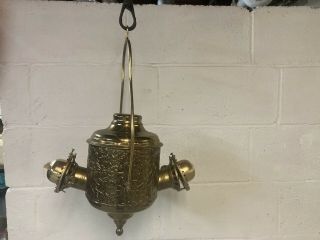 Vtg Antique Angle Lamp Co.  Hanging Double Burner Kerosene Light
