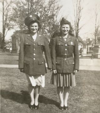 1944 Vtg Ww2 Wac Photo Women’s Army Corp Big Dressed Up At Spring Airfield Tx