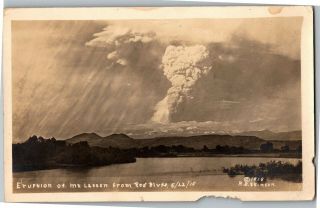 Rppc Eruption Of Mt.  Lassen From Red Bluff Ca C1915 Vintage Postcard M34