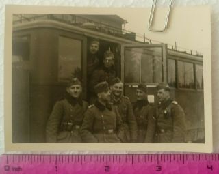 061 Ww2 Orig.  Photo German Soldiers Coats Train Or Bus 3 X 4 Inch