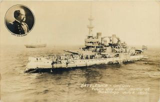 Navy Battleship Oregon Captain Clark After Battle Of Santiago Old Photo Postcard