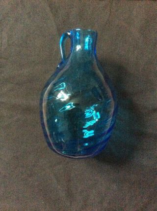 Rare Antique Stiegel Hand Blown Glass 48 Oz Cobalt Blue Rib Swirled Pat.  1800s