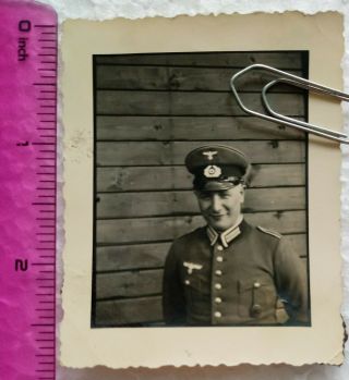 Ww2 Orig.  Photo German Officer Portrait Medal Uniform Ranks Cap 2.  5 X 3 Inch